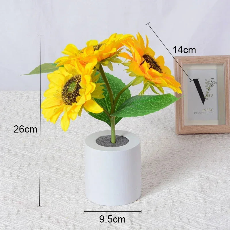 Sunflower LED Night Light – Rechargeable Bedside Decor Lamp
