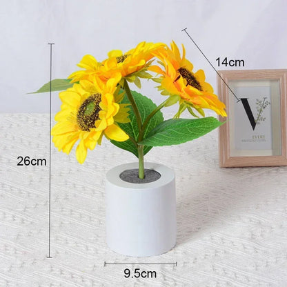 Sunflower LED Night Light – Rechargeable Bedside Decor Lamp