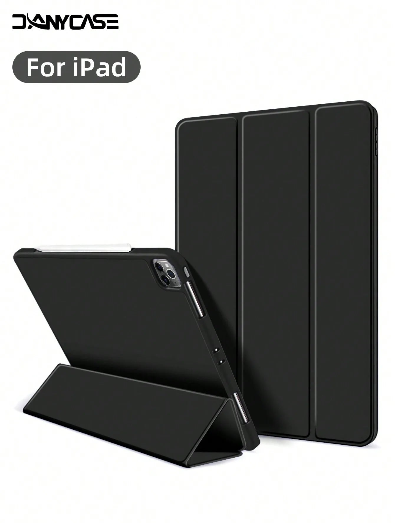 iPad Case with Pencil Slot - Soft Silicone Trifold Smart Cover