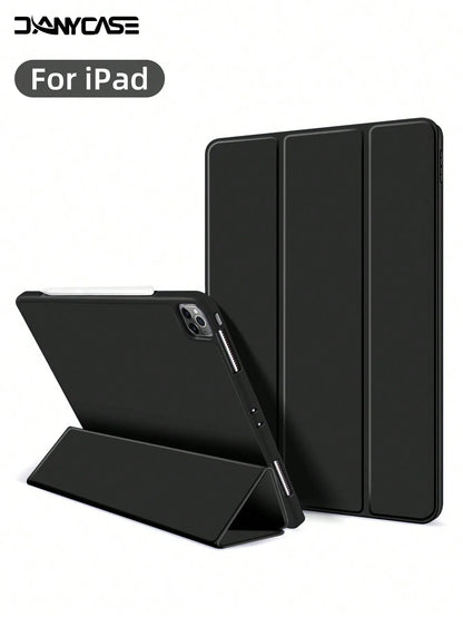 iPad Case with Pencil Slot - Soft Silicone Trifold Smart Cover