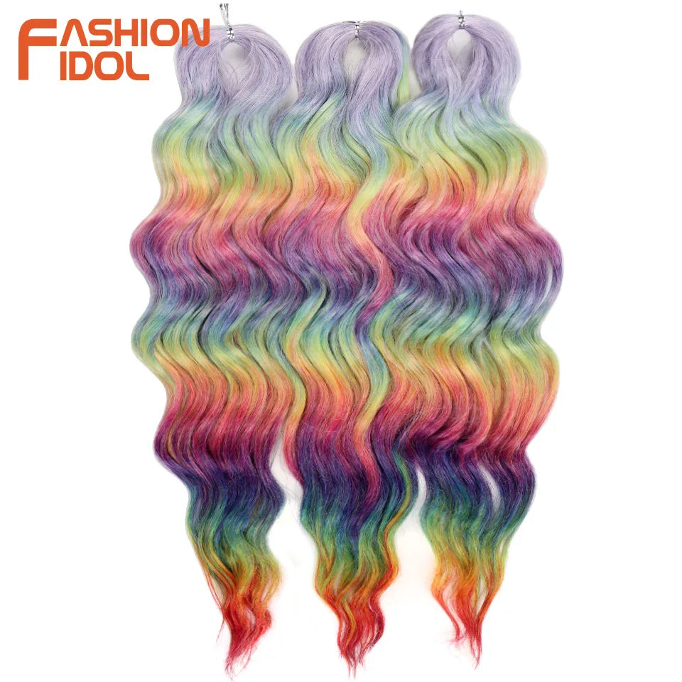 Deep Wave Braiding Hair Extensions 24 Inch – Synthetic Water Wave Crochet Hair