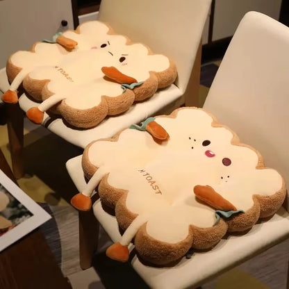 Cartoon Toast Seat Cushion – Cute Plush Chair Pad, Washable