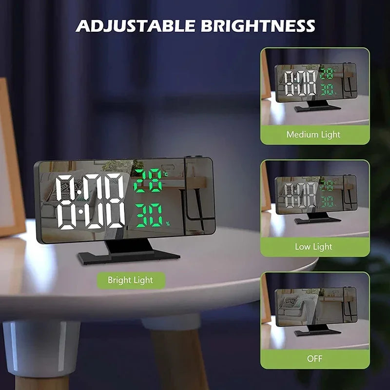 Projection Alarm Clock LED Digital with Temp & Humidity Display
