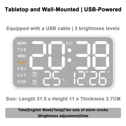 LED Digital Alarm Clock with Temperature Display & Remote Control