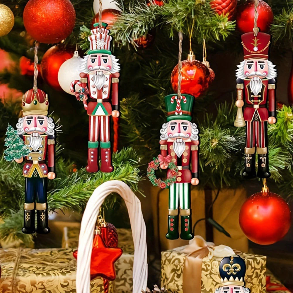 Nutcracker Christmas Ornaments – 12-Piece Wooden Hanging Holiday Decoration Set