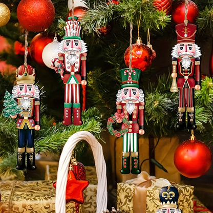Nutcracker Christmas Ornaments – 12-Piece Wooden Hanging Holiday Decoration Set