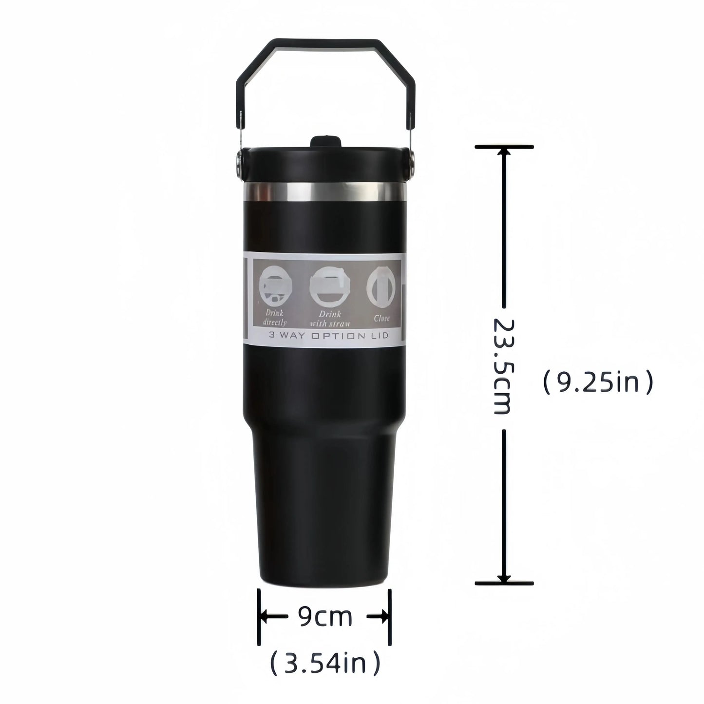 30oz Stainless Steel Travel Tumbler with Straw & 3-Way Lid