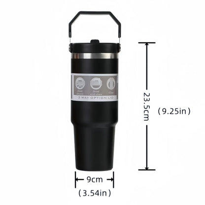 30oz Stainless Steel Travel Tumbler with Straw & 3-Way Lid
