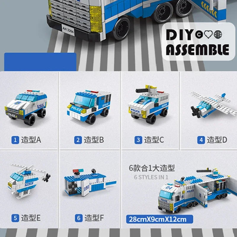 Police City Building Blocks Set – 6-in-1 Model Kit