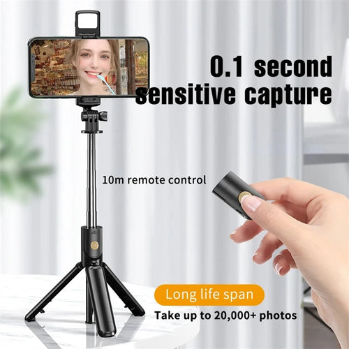 Mini Selfie Stick Tripod with LED Fill Light & Bluetooth Remote