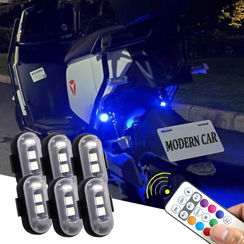RGB LED Strobe Light with Remote – USB Rechargeable for Car, Bike & Motorcycle
