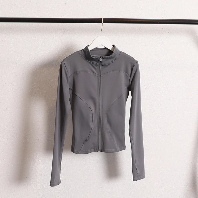 Women's Zip-Up Yoga Jacket with Thumb Holes – Athletic Activewear