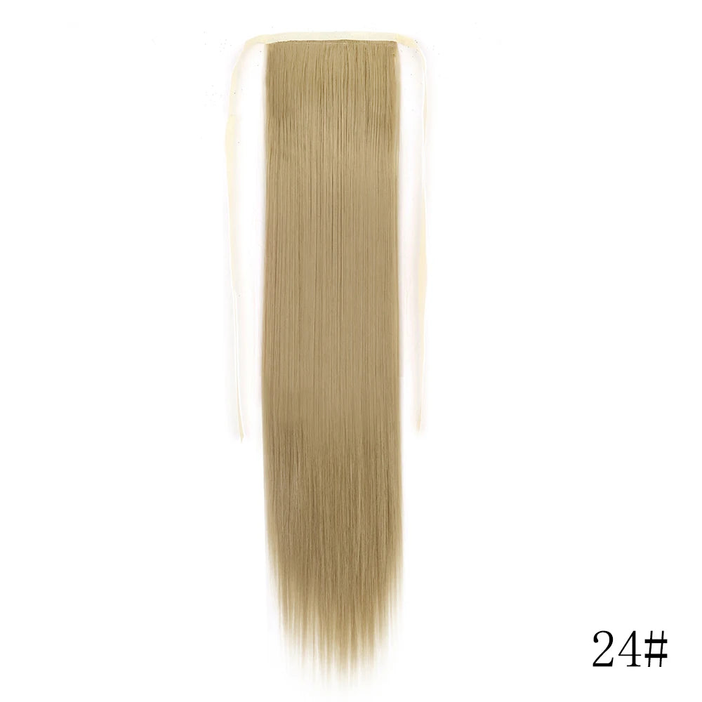 Wrap Around Ponytail Extension Synthetic Straight Hair 22-34 Inch