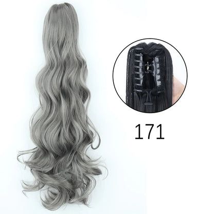 Claw Clip Ponytail Hair Extension 24 Inch Wavy Synthetic Heat Resistant