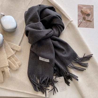 Cashmere-Feel Winter Scarf for Women – Soft Wool Pashmina Shawl with Tassels