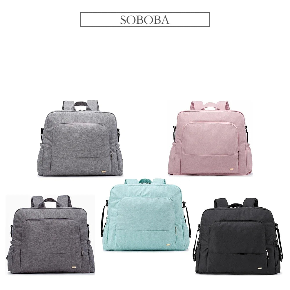 Soboba Large Waterproof Diaper Bag Backpack – Multi-Functional Nursing Bag