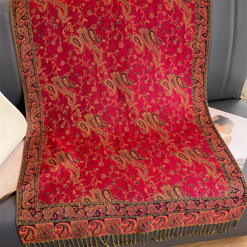 Paisley Print Cashmere Pashmina Shawl for Women – Warm Winter Wrap