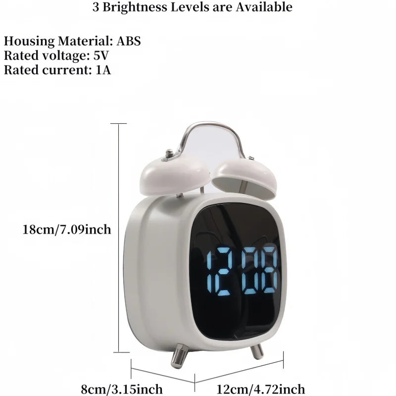 Voice Control Digital Alarm Clock – Double Bell, Super Loud, Night Mode