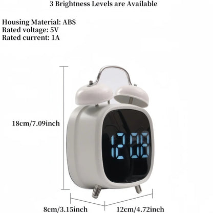 Voice Control Digital Alarm Clock – Double Bell, Super Loud, Night Mode