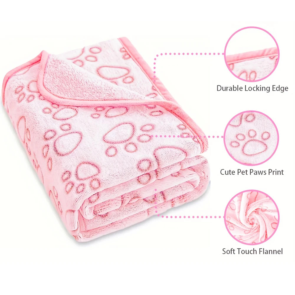 Soft Fluffy Paw Print Pet Blanket for Dogs and Cats