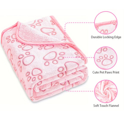 Soft Fluffy Paw Print Pet Blanket for Dogs and Cats