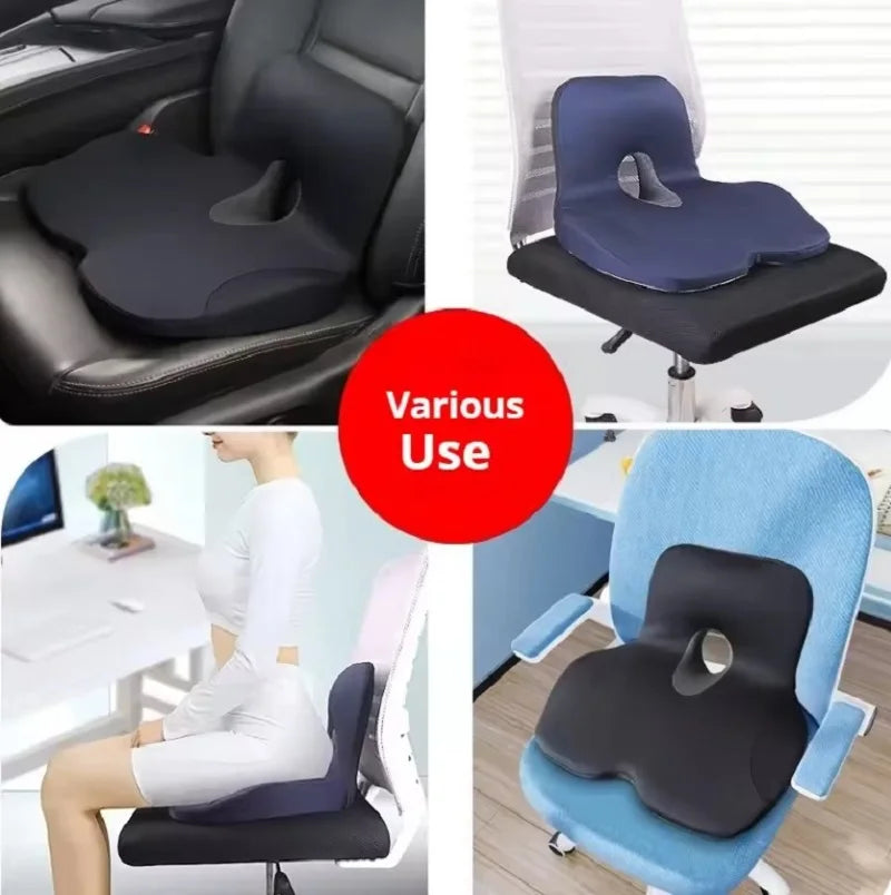 Memory Foam Seat & Lumbar Support Cushion Set – Orthopedic Ergonomic Back Relief