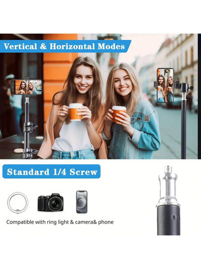 63-Inch Foldable Phone Tripod Stand with Phone Clip & Ball Head