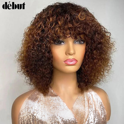 Jerry Curly Pixie Bob Human Hair Wig with Bangs – Wear & Go