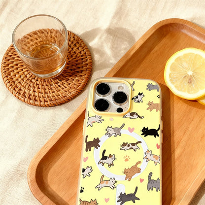 Whimsical Cat Parade Candy Color 2 IN 1 Magsafe iPhone Case