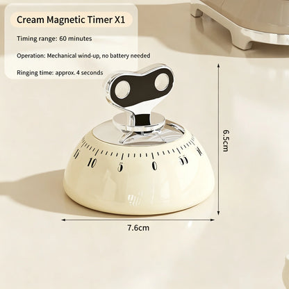 Magnetic Mechanical Kitchen Timer – 60-Min Countdown, No Battery