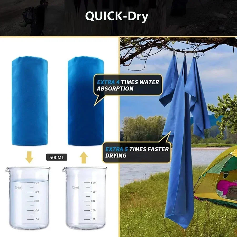 Microfiber Sports Towel with Mesh Bag – Quick Dry, Sand Free