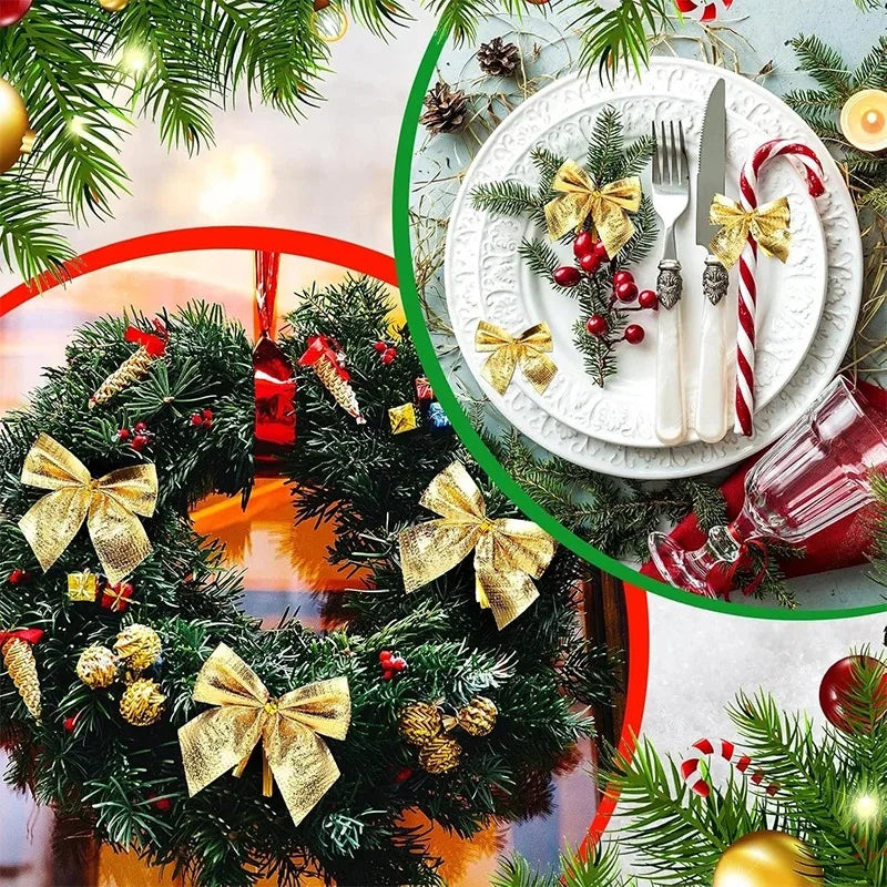 Christmas Bow Ornaments – Mini Bowknot Tree Decorations 12/24/36 Pack
