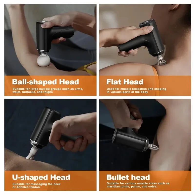 Massage Gun – Portable Electric Fascia Gun with 4 Heads
