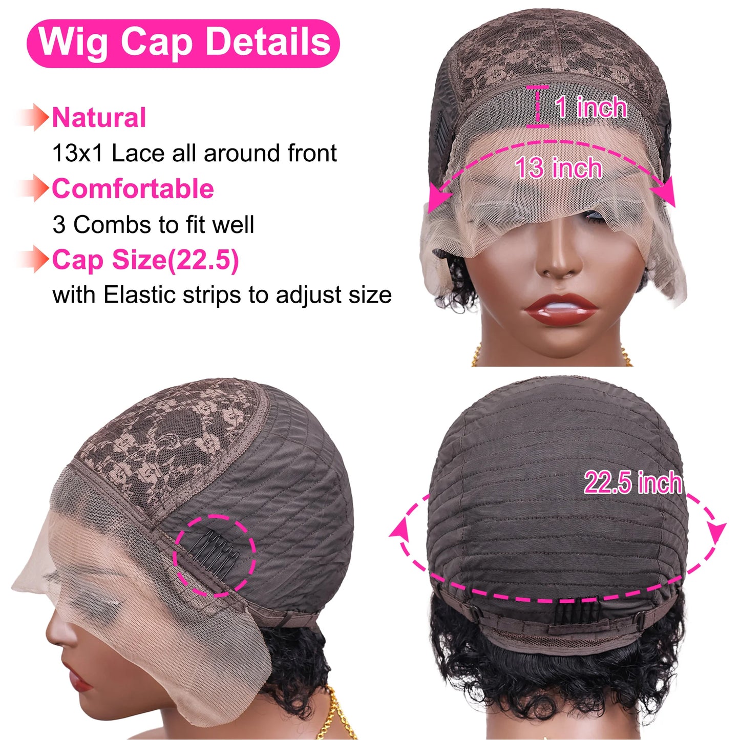 Pixie Cut Curly Human Hair Wig – 13x1 Transparent Lace Front Short Bob