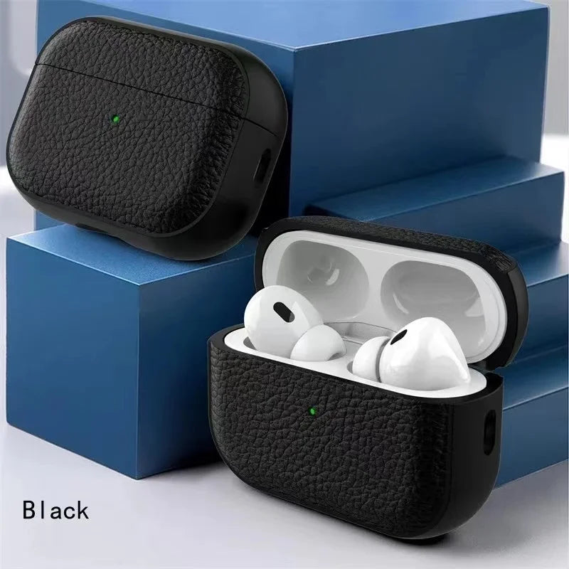 Litchi Leather AirPods Case – Premium Business Texture Cover
