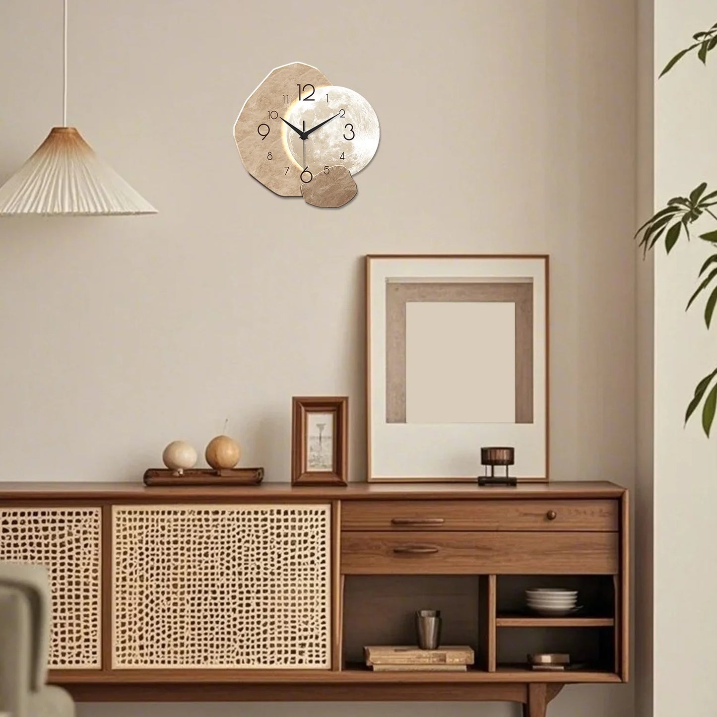 Silent Wall Clock – Modern Moon Design, Quartz Movement for Bedroom & Living Room