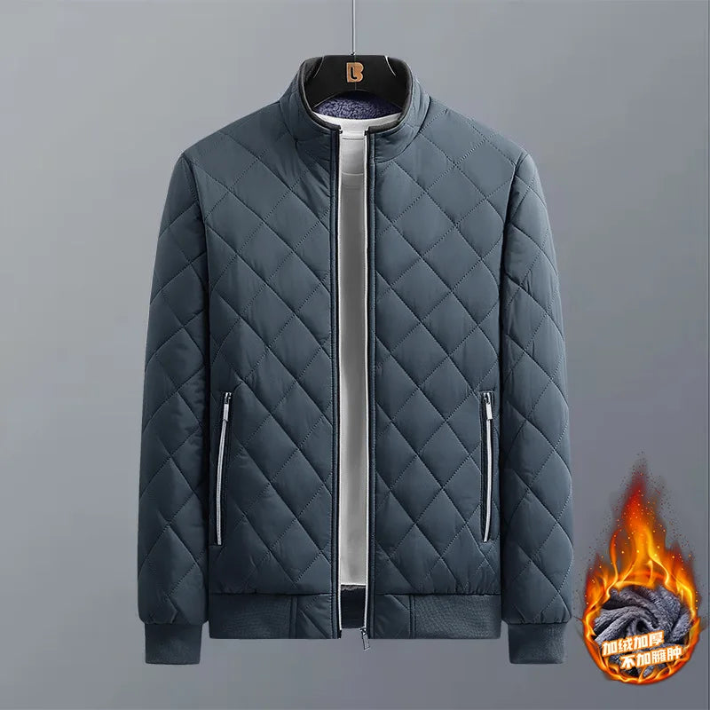 Men's Fleece-Lined Diamond Quilted Bomber Jacket