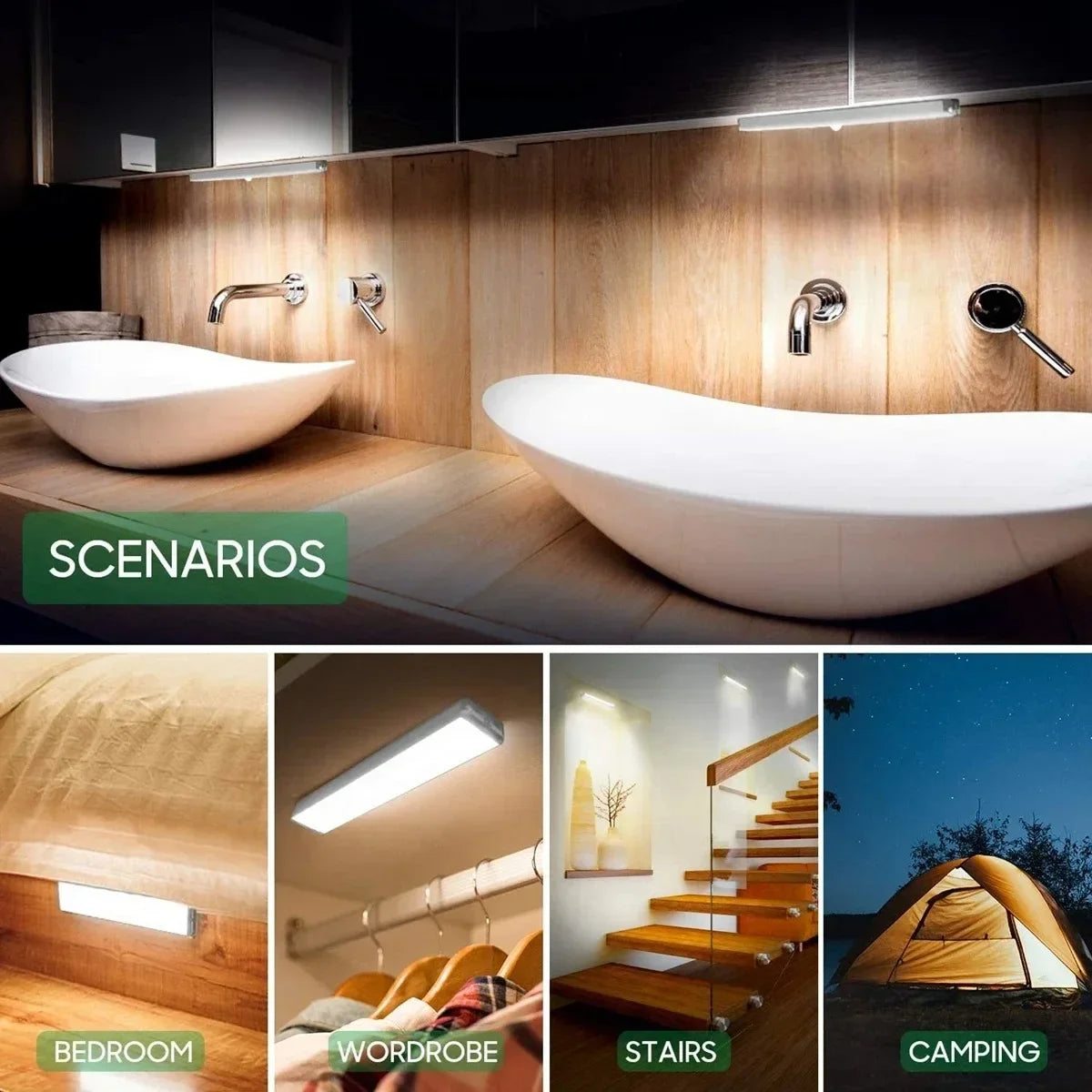 LED Under Cabinet Light USB Rechargeable Motion Sensor
