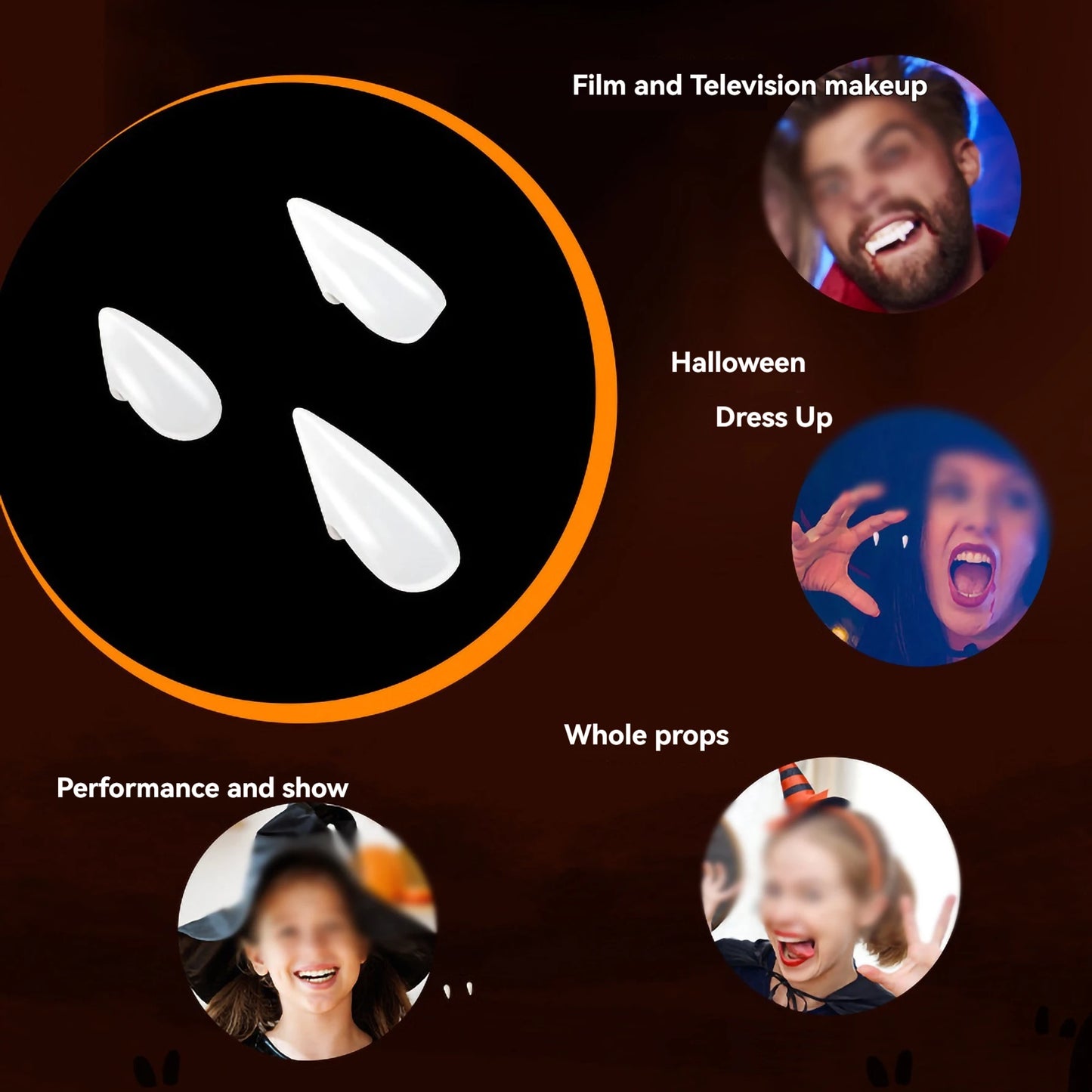 Vampire Fangs Halloween Costume Teeth with Adhesive Glue