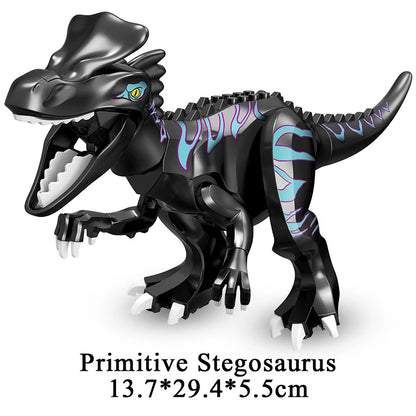 Jurassic Dinosaur Building Blocks Figures – T-Rex Raptor Triceratops MOC Models