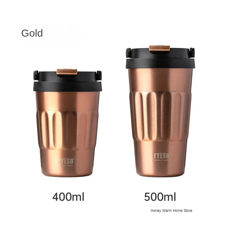 TYESO Insulated Coffee Tumbler – Stainless Steel Vacuum Flask 400ml & 500ml