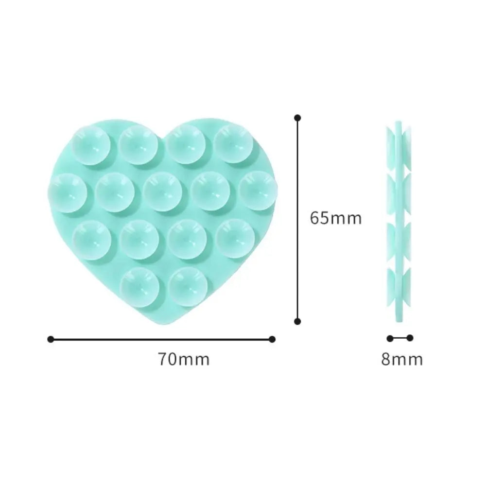 Heart-Shape Suction Cup Phone Holder – Silicone Grip Pad