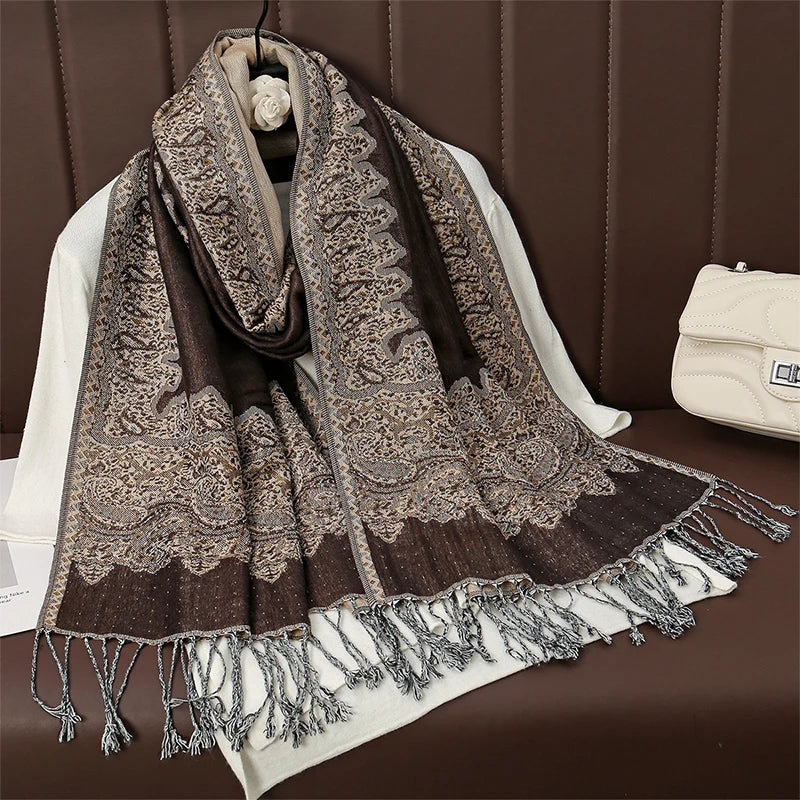 Paisley Print Cashmere Pashmina Shawl for Women – Warm Winter Wrap