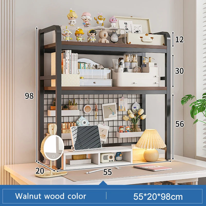 Multi-Layer Desktop Bookshelf with Wrought Iron Frame