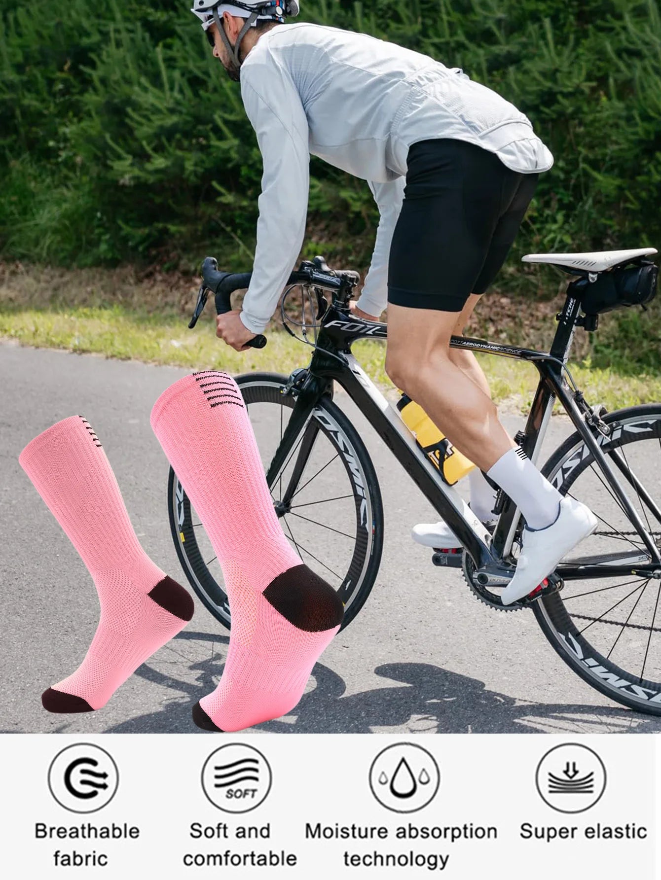 Compression Cycling Socks – Athletic Crew Socks for Men & Women