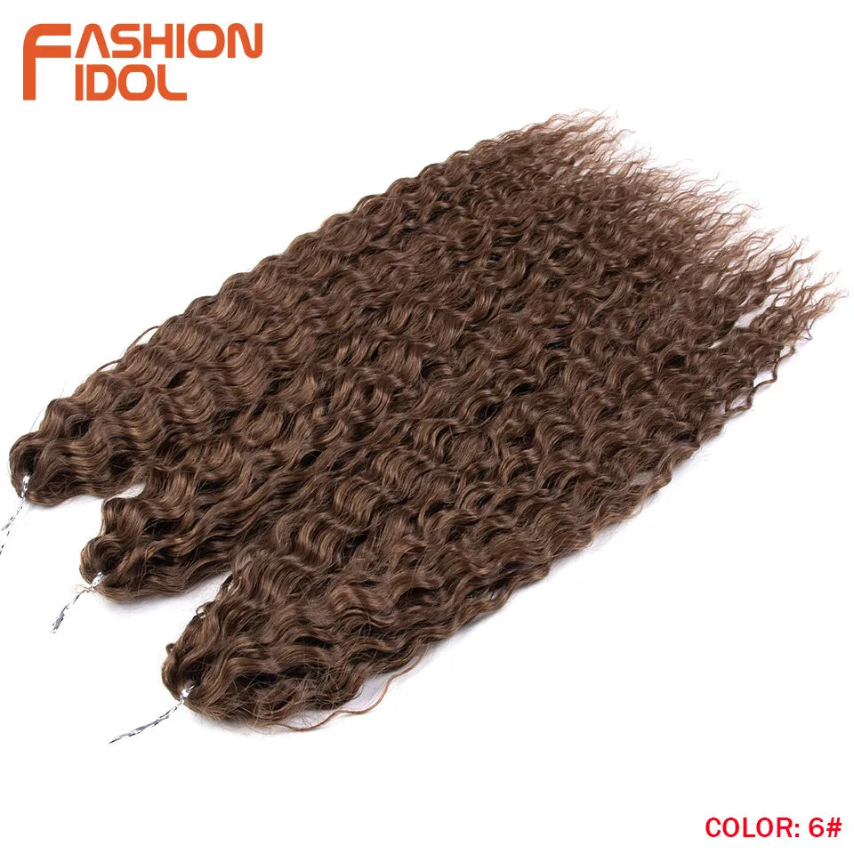 24 Inch Water Wave Crochet Braiding Hair – Synthetic Twist Curly Ombre Extensions