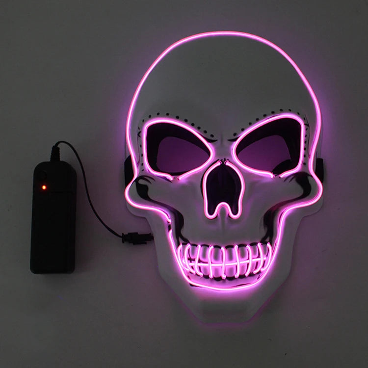 LED Skull Halloween Mask – Glowing Neon Light Cosplay Mask
