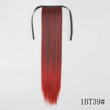 Wrap Around Ponytail Extension Synthetic Straight Hair 22-34 Inch