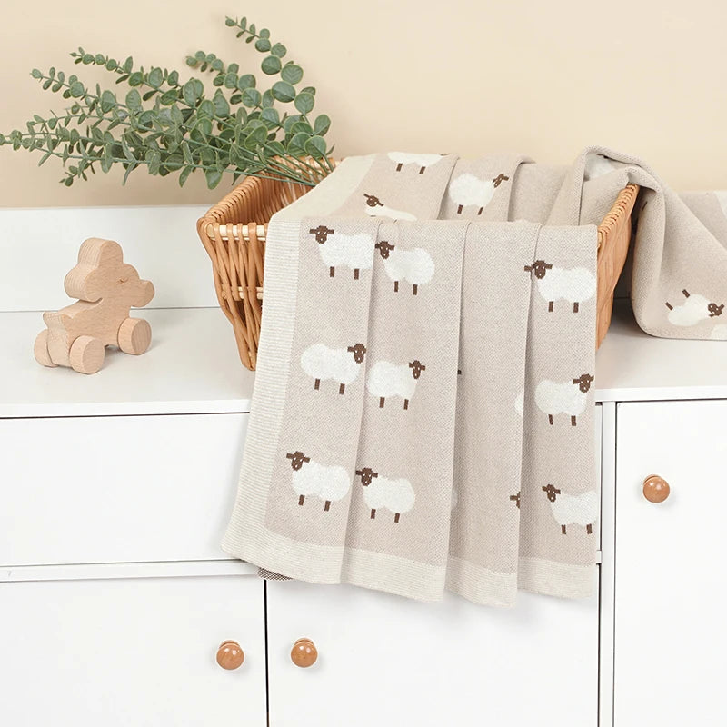 Baby Cotton Knitted Blanket 90x70CM Newborn Swaddle Wrap