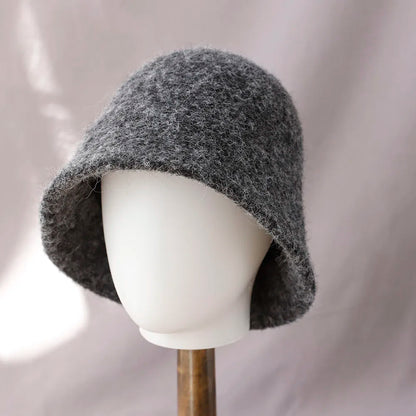 Wool Felt Bucket Hat for Women – Vintage Knit Winter Cap